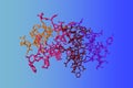 Diabetes-associated mutations in human insulin: A-chain variant insulin Wakayama. Molecular model. 3d illustration