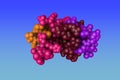 Diabetes-associated mutations in human insulin: A-chain variant insulin Wakayama. Molecular model. 3d illustration