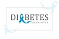 Diabetes awareness illustration on white background with blue ribbon