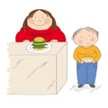 Diabetes awareness. Stop obesity. Fat mother and her child. Royalty Free Stock Photo