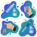 Diabetes Banners with Glucometer Syringe Royalty Free Stock Photo