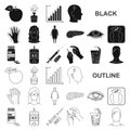 Diabetes black icons in set collection for design. Treatment of diabetes vector symbol stock web illustration.