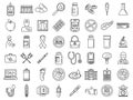 Diabetes care icons set, outline style