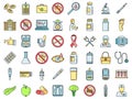 Diabetes care icons set vector color