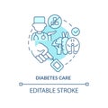 Diabetes care turquoise concept icon