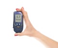 Diabetes composition glucometer in hand