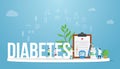 Diabetes concept medical health report concept with big word and team doctor and nurse with medical icon - vector