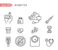 Diabetes disease, health icons set