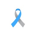Diabetes gray and blue awareness ribbon.