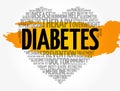 Diabetes heart word cloud, health concept background