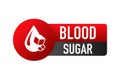 Diabetes icon - sugar cube dissolving inside blood drop. Vector illustration. Royalty Free Stock Photo