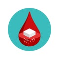 Diabetes icon - sugar cube inside blood drop