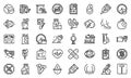 Diabetes icons set, outline style