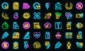 Diabetes icons set vector neon