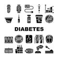 Diabetes Ill Treatment Collection Icons Set Vector