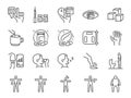 Diabetes line icon set. Included the icons as disease, sugar, fat, body, metabolic disease, insulin, medicine, health and more.