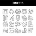 Diabetes line icons set. Isolated vector element.