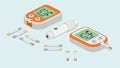 Diabetes management and glucose monitoring isometric composition Royalty Free Stock Photo