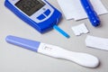 Diabetes mellitus, increased blood sugar in pregnant women. Glucometer and positive test for variability