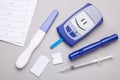 Diabetes mellitus, increased blood sugar in pregnant women. Glucometer and positive test for variability