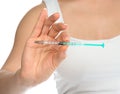 Diabetes patient show insulin syringe pen injector Royalty Free Stock Photo