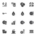 Diabetes related vector icons set