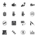 Diabetes related vector icons set