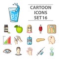 Diabetes set collection icons in cartoon style vector symbol