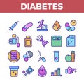 Diabetes Sugar Disease Collection Icons Set Vector