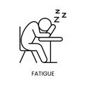 Diabetes symptom fatigue line icon vector with editable stroke