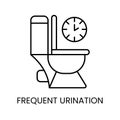 Diabetes symptom frequent urination line vector icon with editable stroke