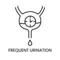 Diabetes symptom frequent urination line vector icon with editable stroke