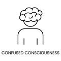 Diabetes Symptom Vague Consciousness Line Vector Icon with Editable Stroke