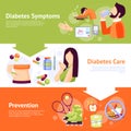 Diabetes Symptoms 3 Flat Banners Set