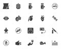 Diabetes treatment vector icons set