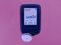 Diabetes type 1. Insulin depend. Device for continuous glucose monitoring Ã¢â¬â CGM and white sensor.