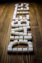 DIABETES written with sugar cubes