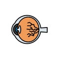 Diabetic eye line icon. linear style sign for mobile concept and web design. Diabetic retinopathy outline vector icon. Symbol,