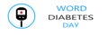 Diabetic icon in a circle on a white background. World Day Diabetes, Medical animation. Medical concept. Modern style logo for nov