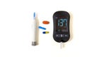 Diabetic kit, blood glucose meter, replacement strips, lancet handle with replacement needles for blood glucose monitoring in Royalty Free Stock Photo