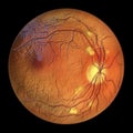 Diabetic retinopathy, ophthalmoscopic diagnosis, illustration