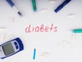 Diabetic Treatment. World Diabetes Day. Items for daily monitoring Royalty Free Stock Photo