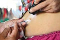 Diabetic women are injecting insulin