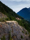 Diablo Lake mountain cliff at North Cascades National Park in Washington State during summer Royalty Free Stock Photo