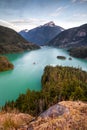 Diablo Lake in North Cascades National Park at sunrise Royalty Free Stock Photo