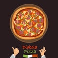 Diabola pizza color flat icon