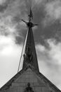 Diabolic figure on top of the building