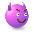 Diabolic smiley icon, cartoon style