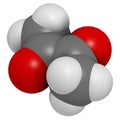 Diacetyl (butanedione) molecule. Responsible for taste of butter. Used for butter flavouring. Causes popcorn workerÃ¢â¬â¢s lung (