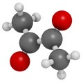 Diacetyl (butanedione) molecule. Responsible for taste of butter. Used for butter flavouring. Causes popcorn workerÃ¢â¬â¢s lung (